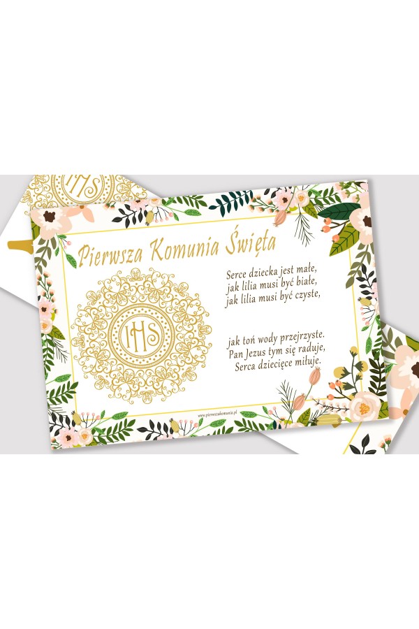 Personalized communion poster with name - Pastel poppies Personalized communion poster with name - Pastel poppies - obraz 2