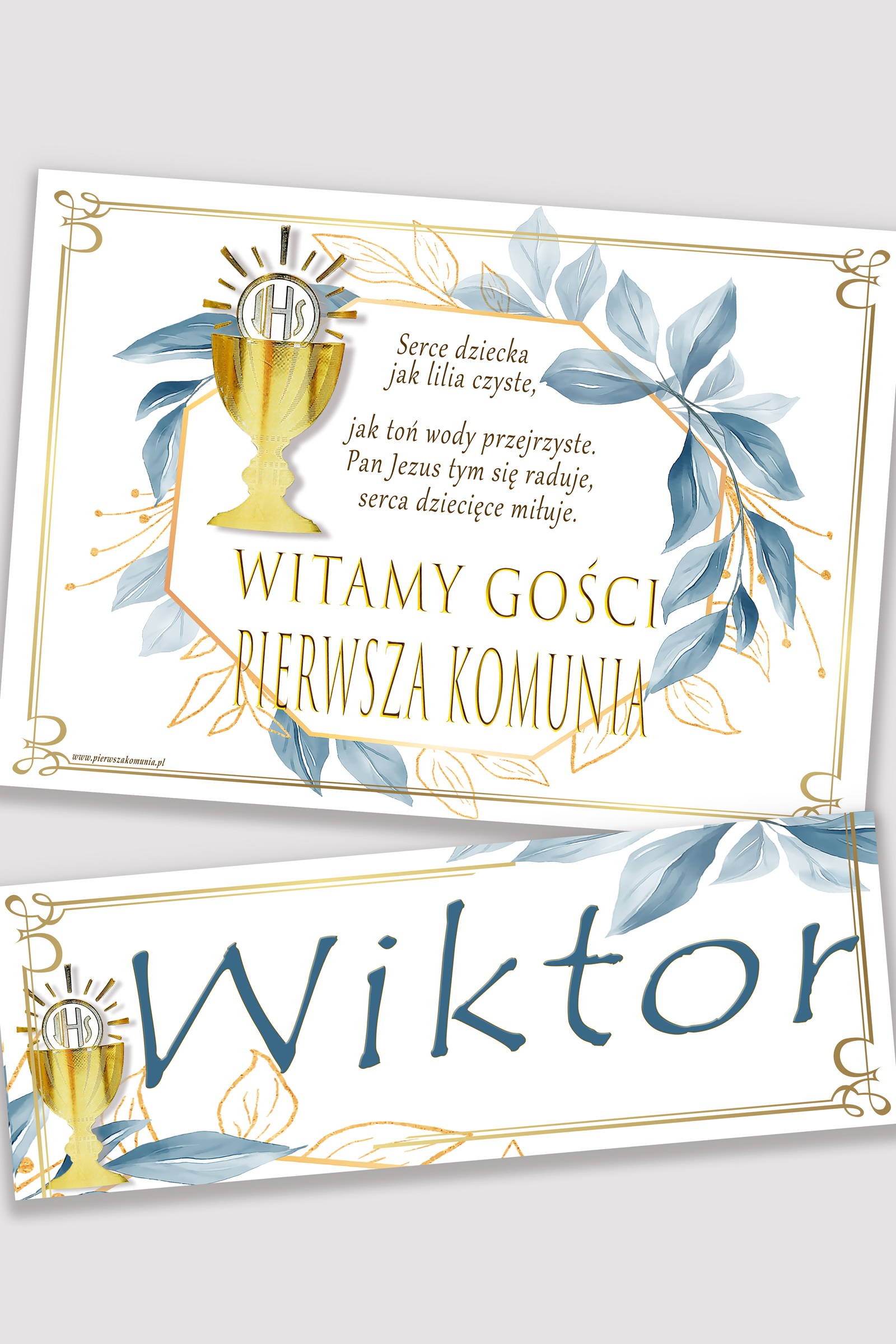 Personalized communion poster with name - Gold with a touch of navy blue Personalized communion poster with name - Gold with a touch of navy blue - obraz 0