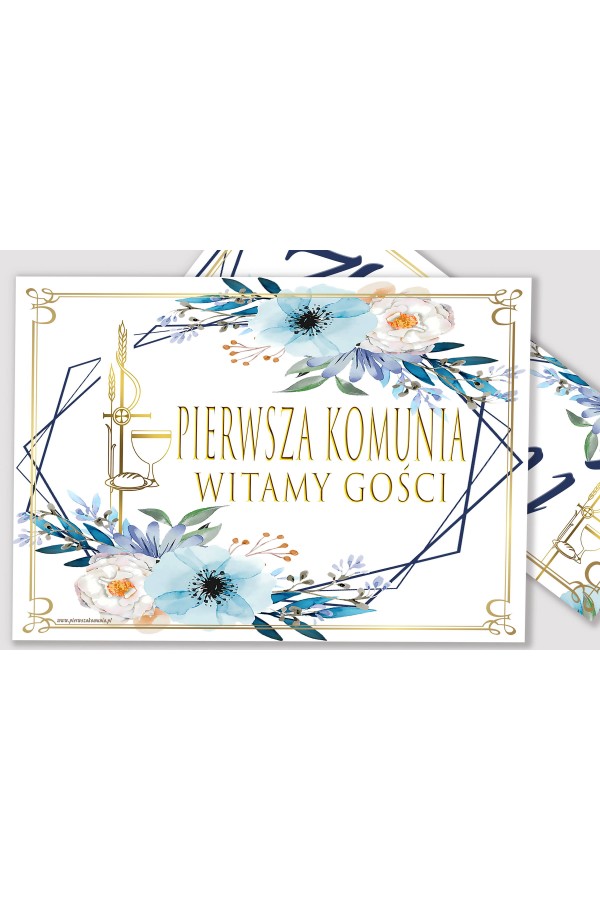 Personalized communion poster with name - Blue Watercolor Personalized communion poster with name - Blue Watercolor - obraz 2