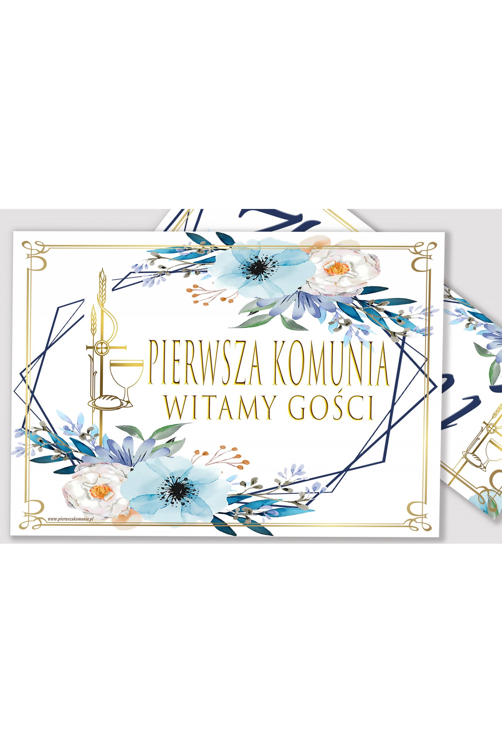 Personalized communion poster with name - Blue Watercolor Personalized communion poster with name - Blue Watercolor - obraz 2