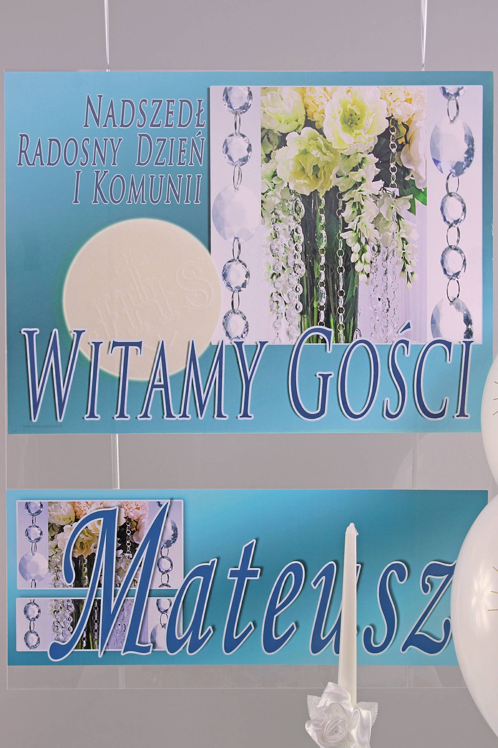 Personalized communion poster with name - Crystal blue Personalized communion poster with name - Crystal blue - obraz 0