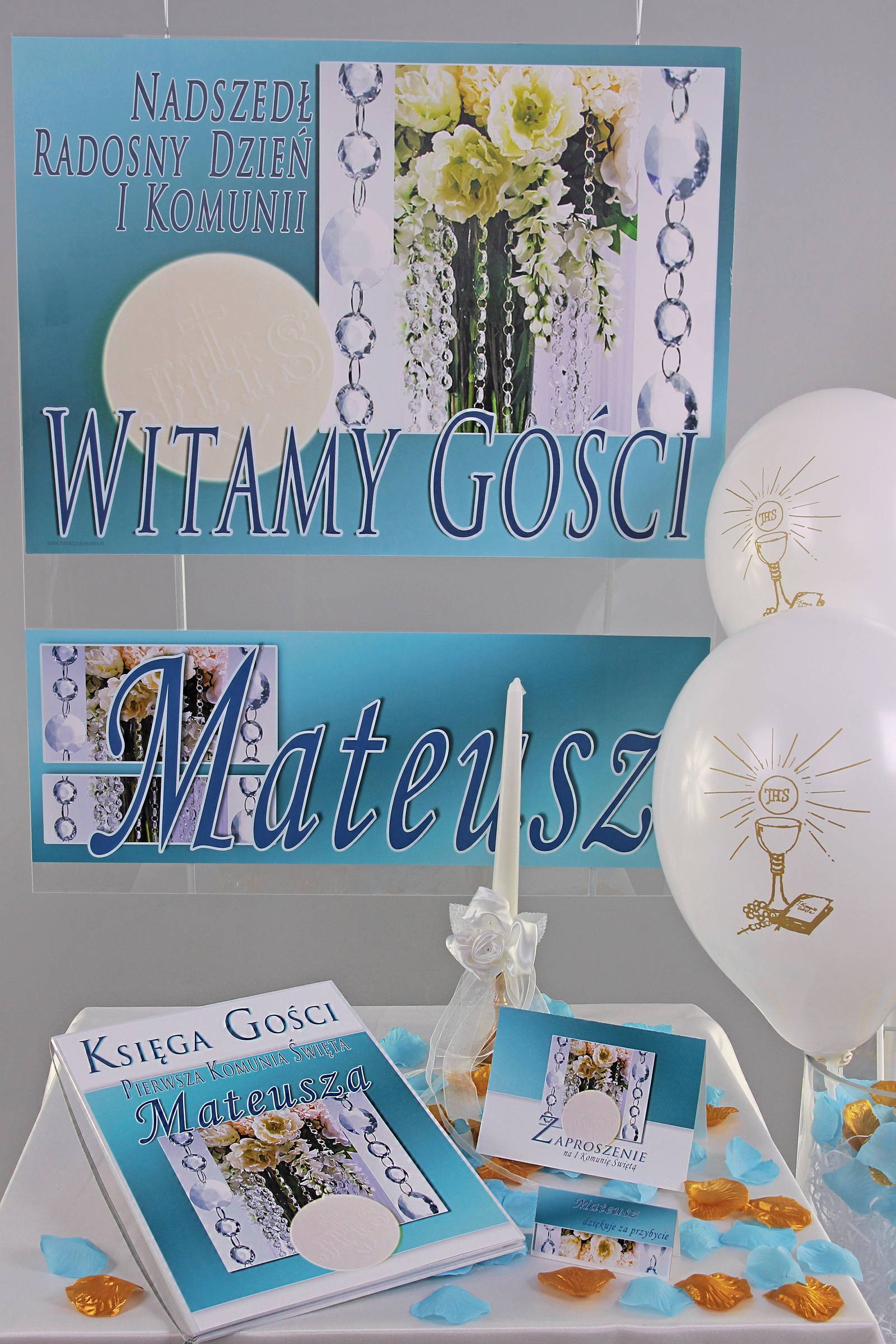 Personalized communion poster with name - Crystal blue Personalized communion poster with name - Crystal blue - obraz 1