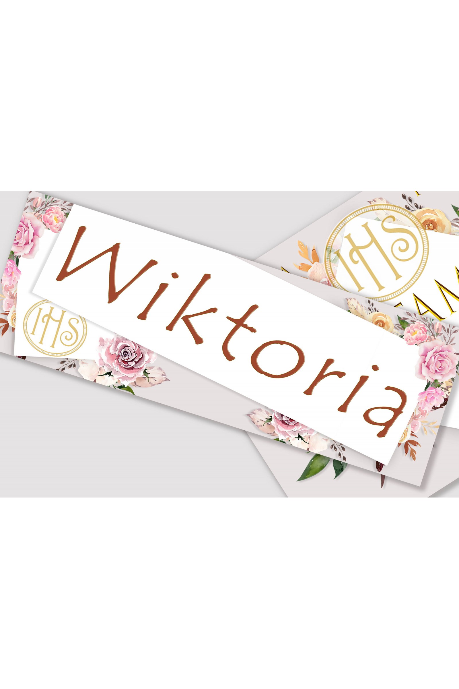 Personalized communion poster with name - Peony and rose Personalized communion poster with name - Peony and rose - obraz 1