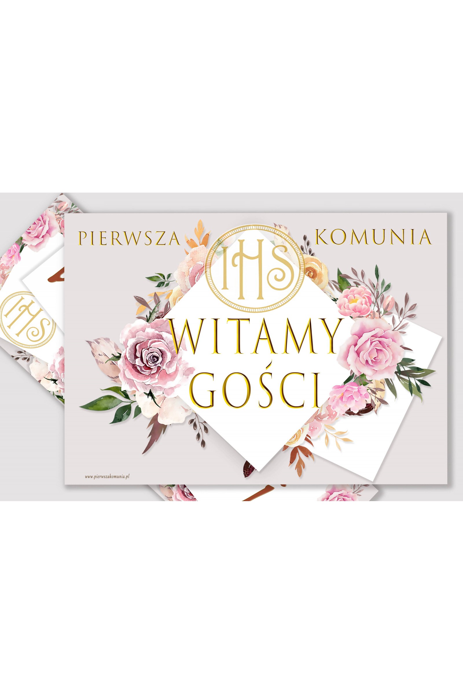 Personalized communion poster with name - Peony and rose Personalized communion poster with name - Peony and rose - obraz 2