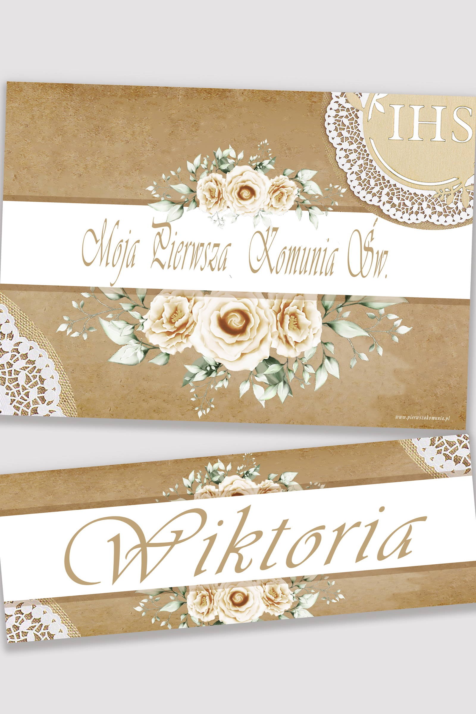 Personalized communion poster with name - Parchment beige Personalized communion poster with name - Parchment beige - obraz 0