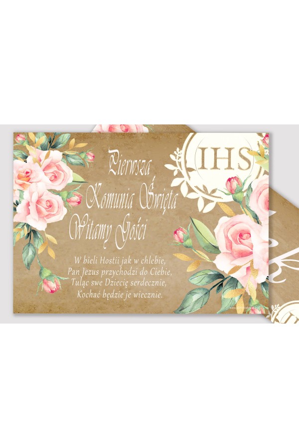 Personalized communion poster with name - Parchment bouquet Personalized communion poster with name - Parchment bouquet - obraz 2