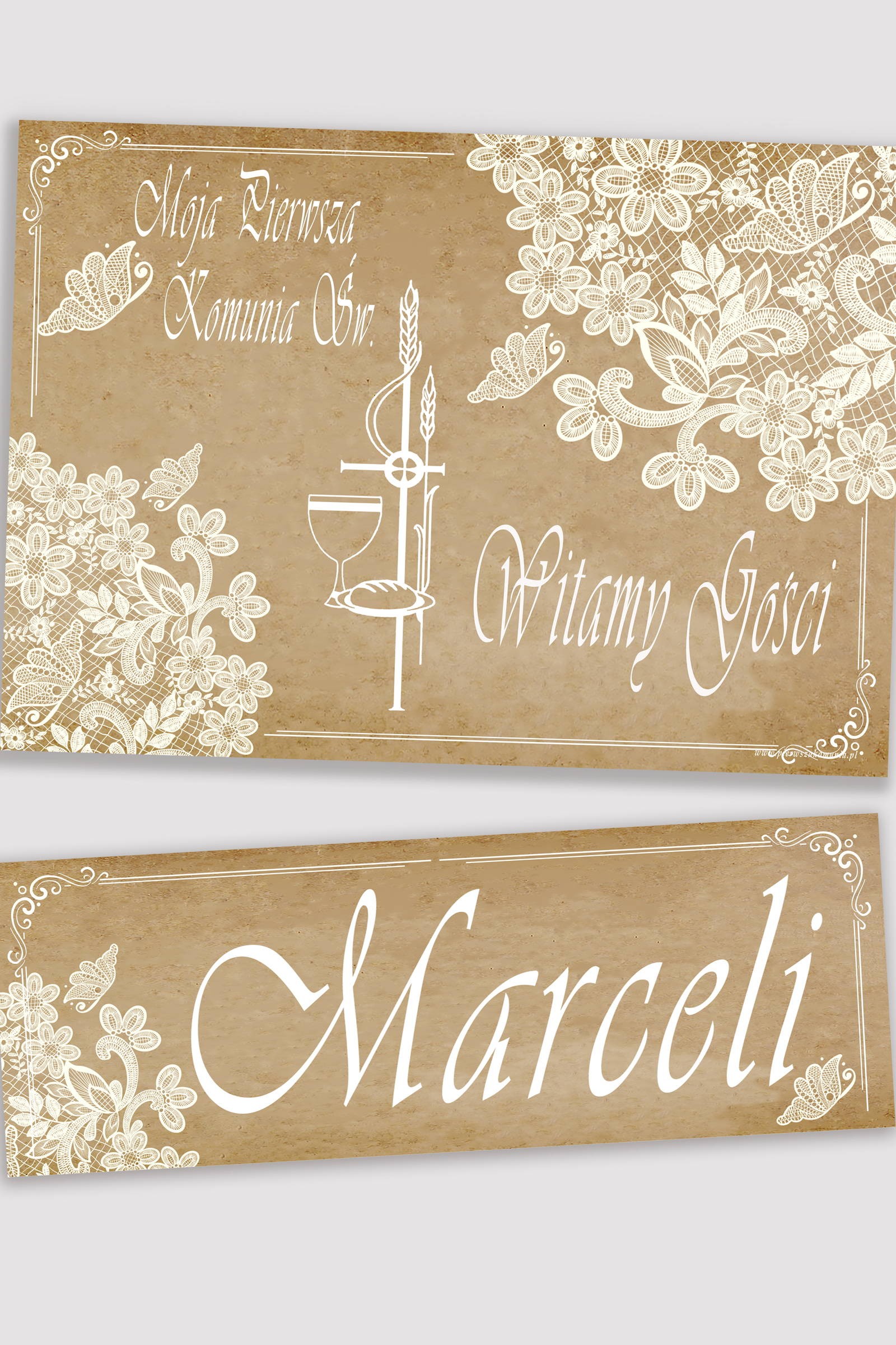 Personalized communion poster with name - Parchment butterfly Personalized communion poster with name - Parchment butterfly - obraz 0