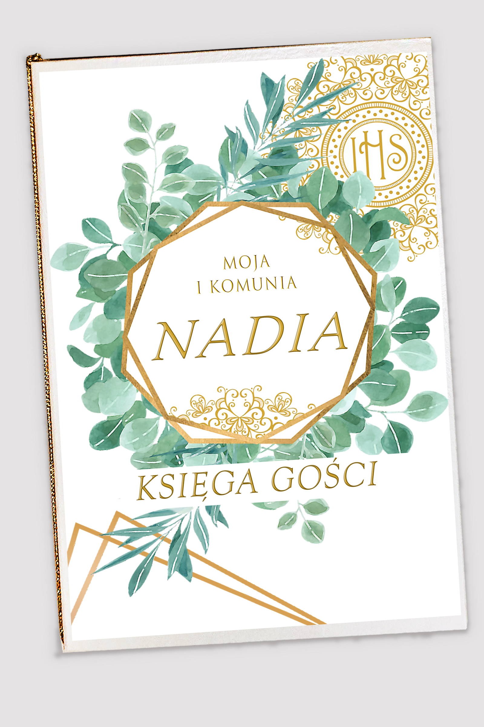 Personalized communion souvenir book - Fine Eucalyptus - obraz 0