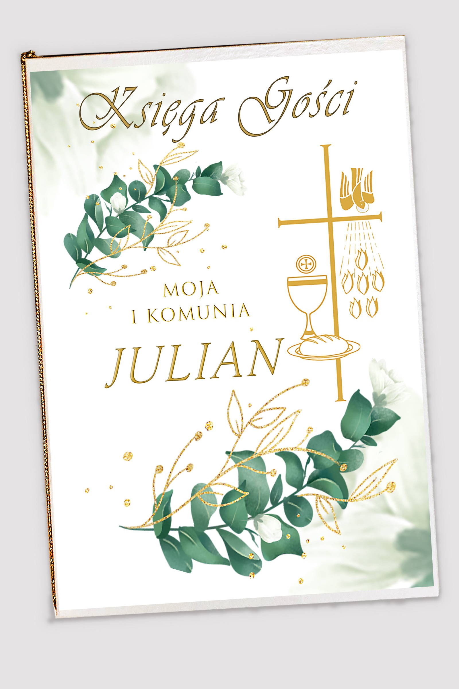 Personalized communion memorial book - White petal - obraz 0