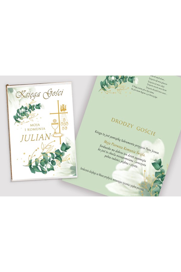 Personalized communion memorial book - White petal - obraz 1