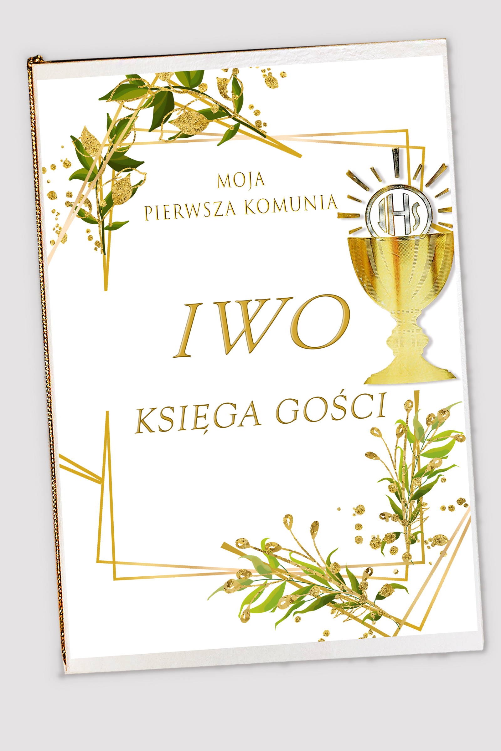 Personalized communion souvenir book - Golden charms - obraz 0