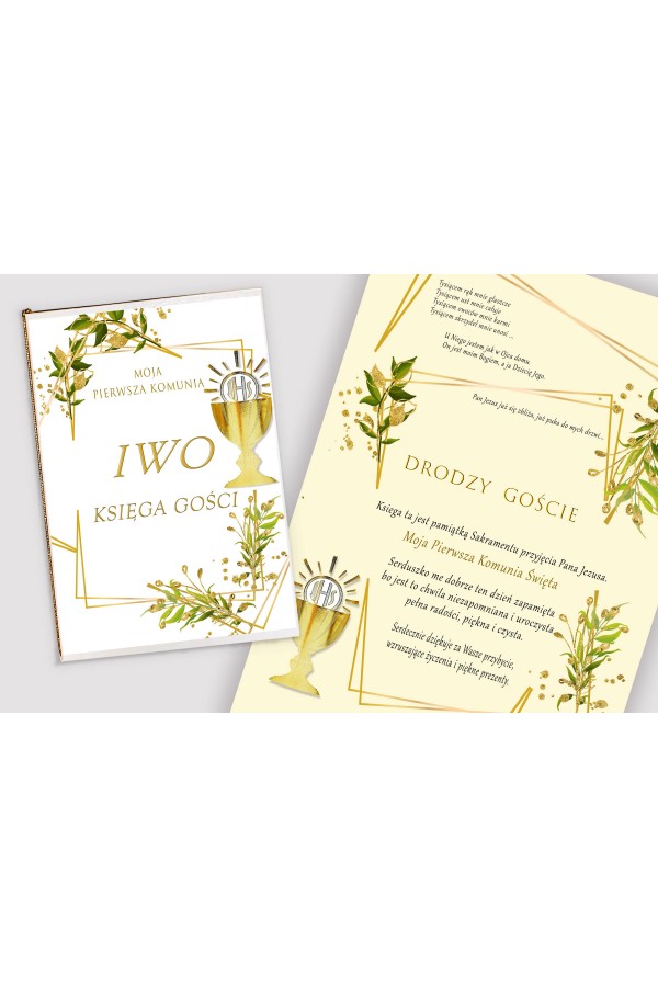 Personalized communion souvenir book - Golden charms - obraz 1