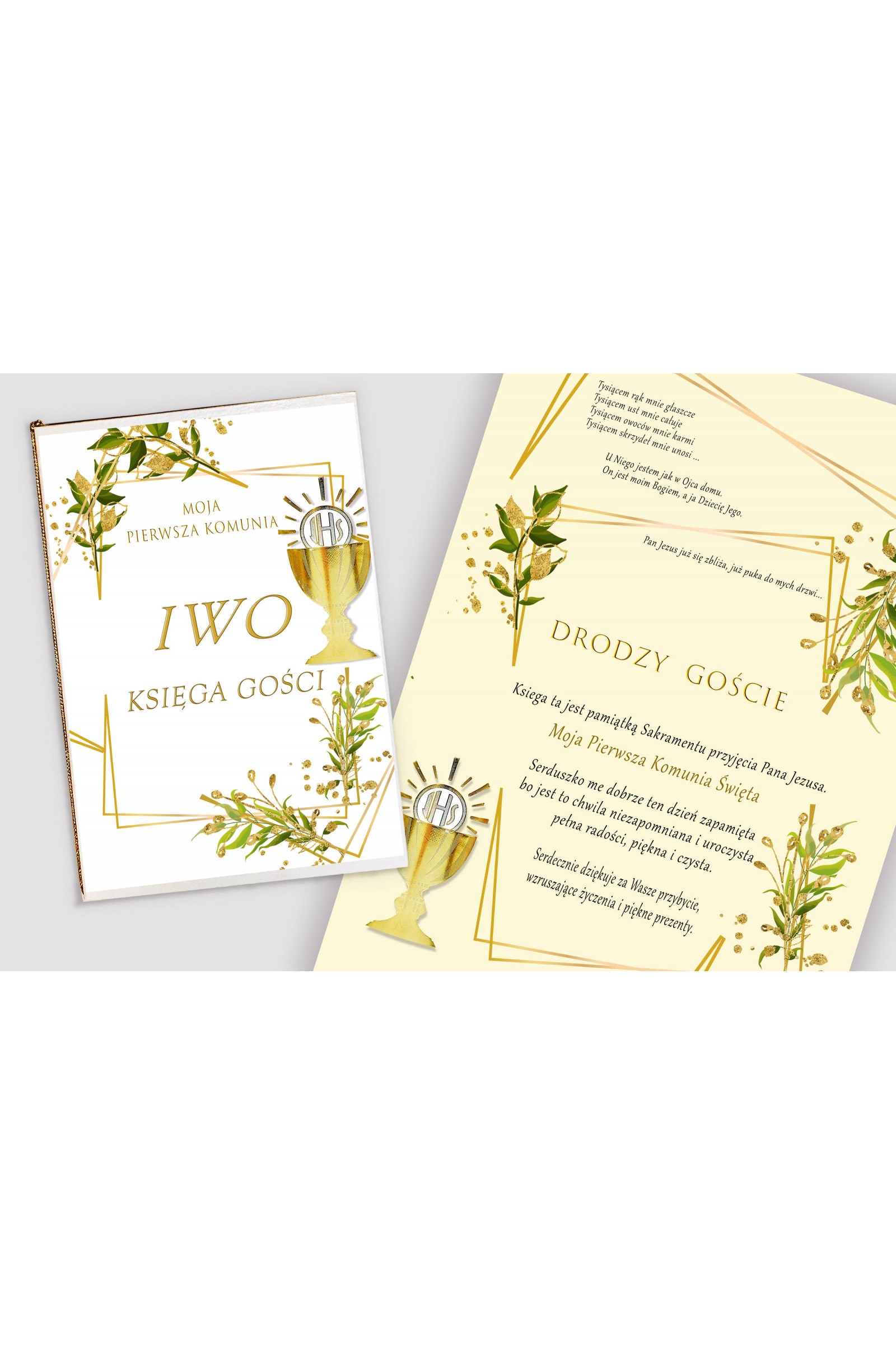 Personalized communion souvenir book - Golden charms - obraz 1