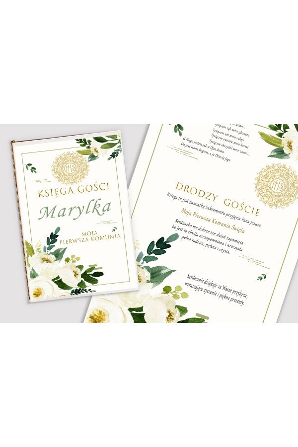 Personalized communion memorial book - White bouquet Personalized communion memorial book - White bouquet - obraz 1