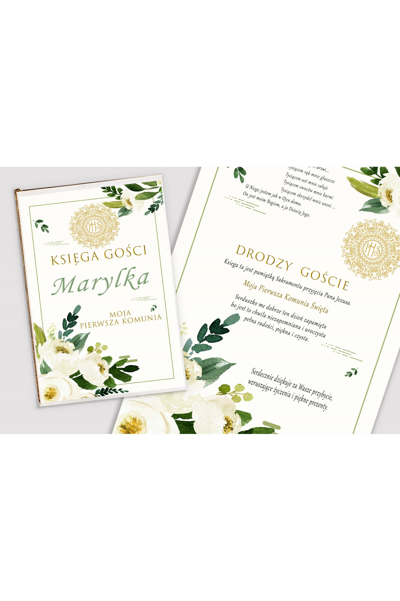 Personalized communion memorial book - White bouquet Personalized communion memorial book - White bouquet - obraz 1