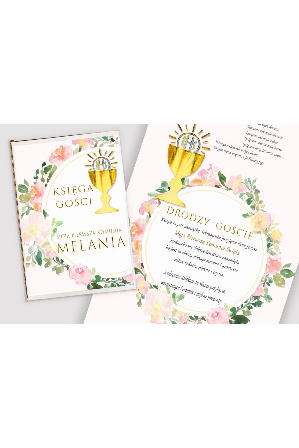 Personalized communion souvenir book - Watercolor pink Personalized communion souvenir book - Watercolor pink - obraz 1
