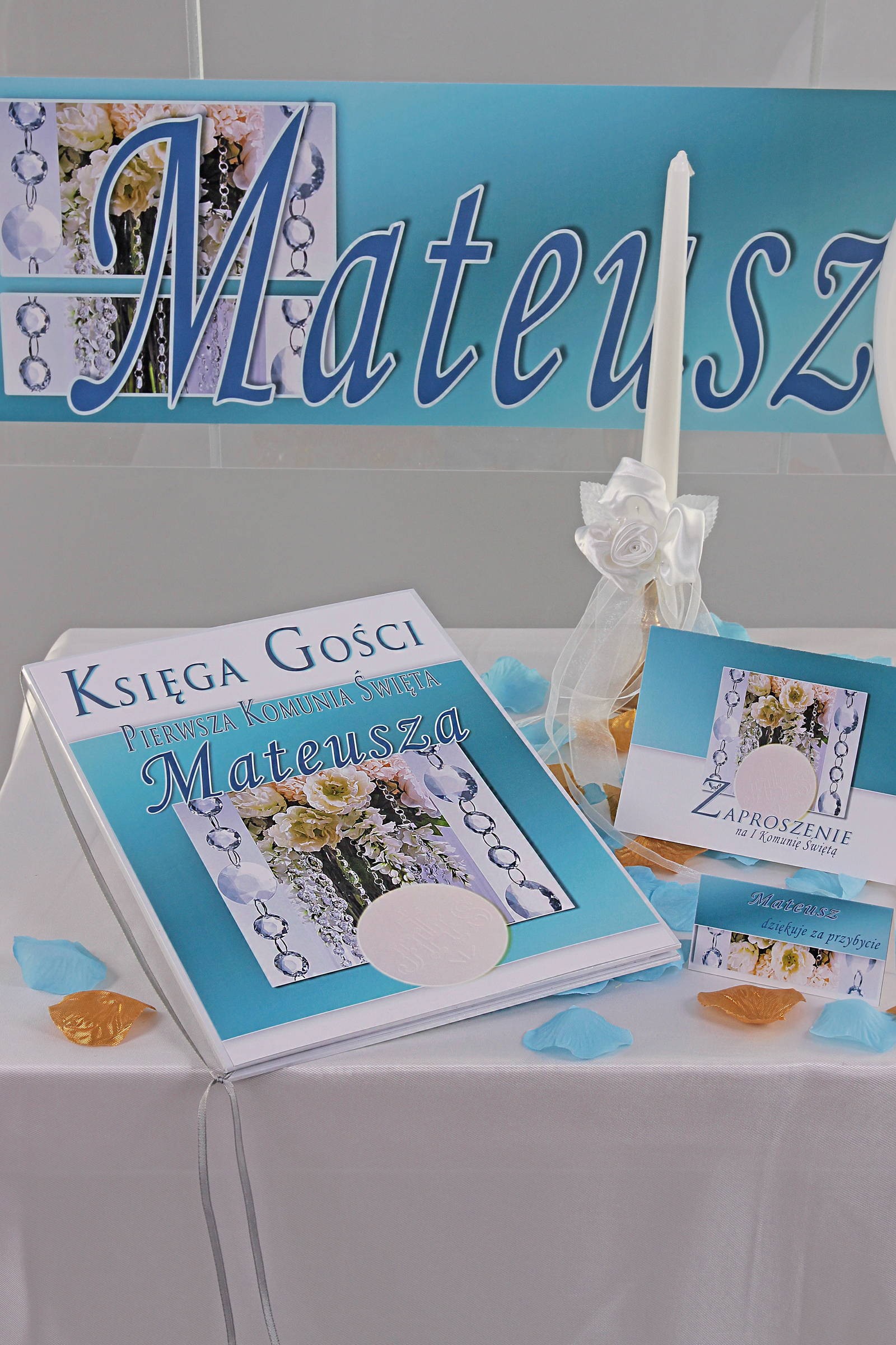 Personalized communion memorial book - Crystal blue - obraz 0