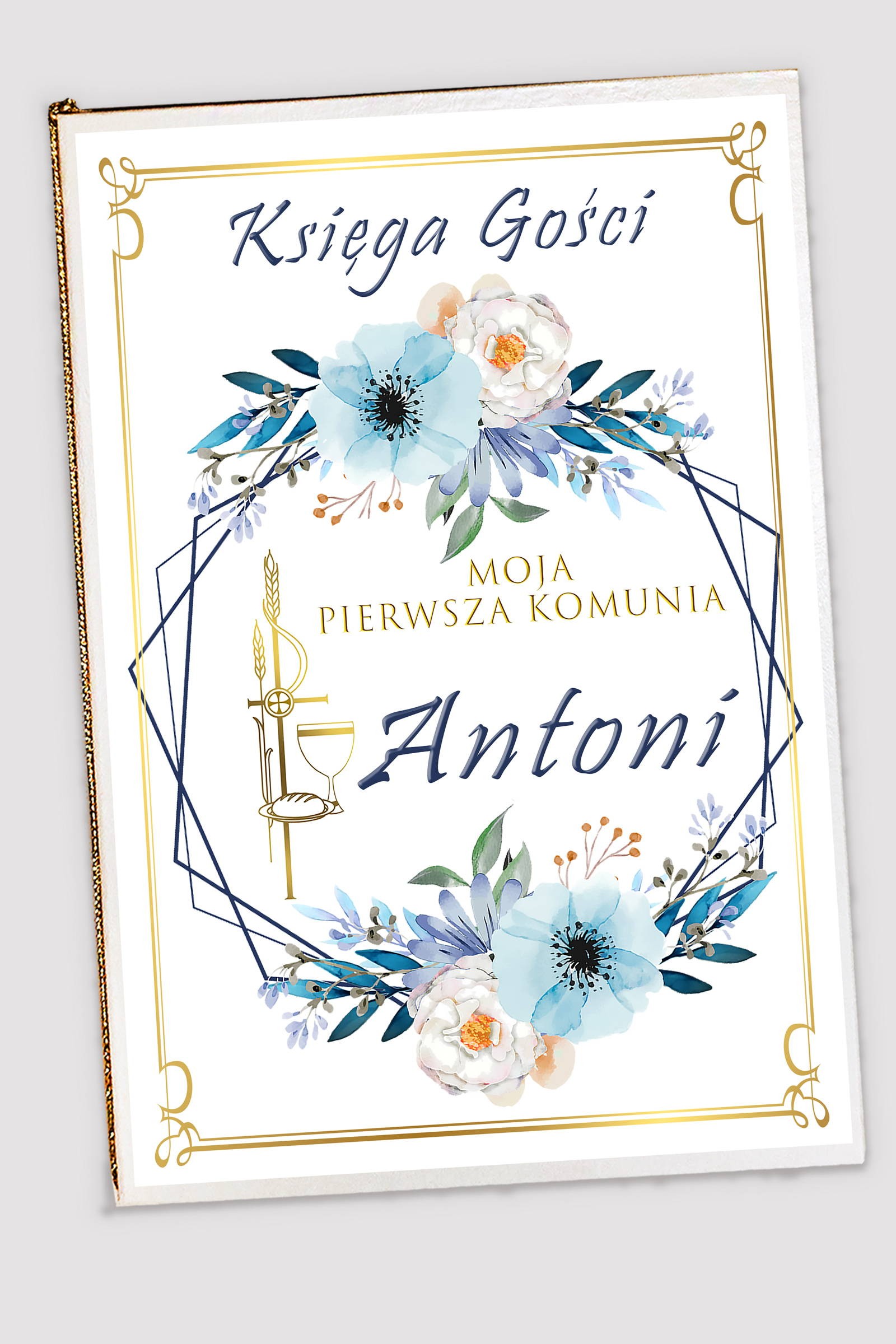 Personalized communion souvenir book - Blue Watercolor Personalized communion souvenir book - Blue Watercolor - obraz 0