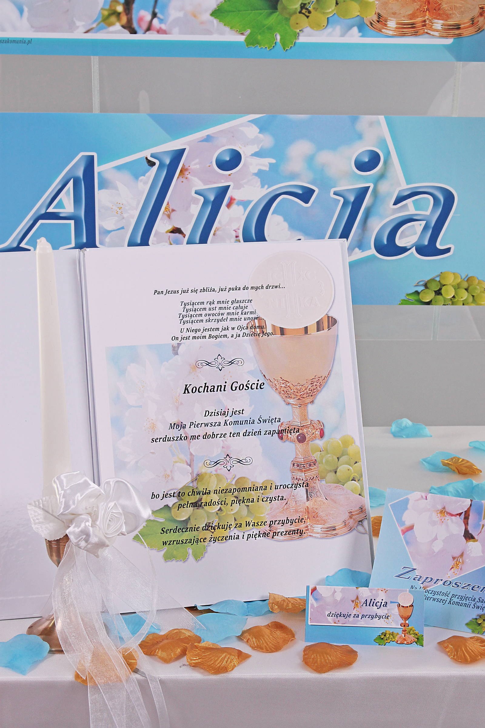 Personalized communion memorial book - Turquoise apple tree Personalized communion memorial book - Turquoise apple tree - obraz 1