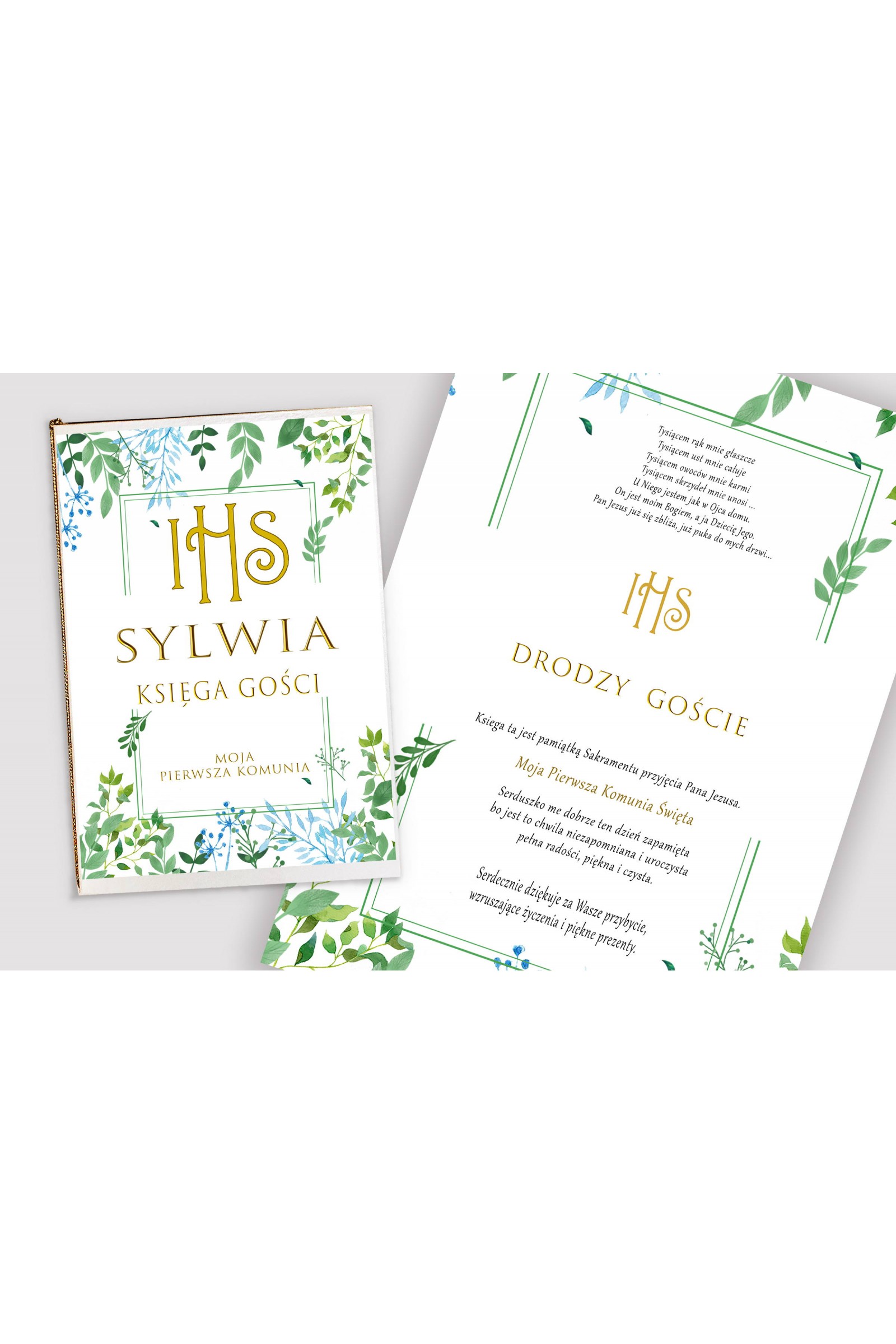 Personalized communion souvenir book - Spring leaves Personalized communion souvenir book - Spring leaves - obraz 1