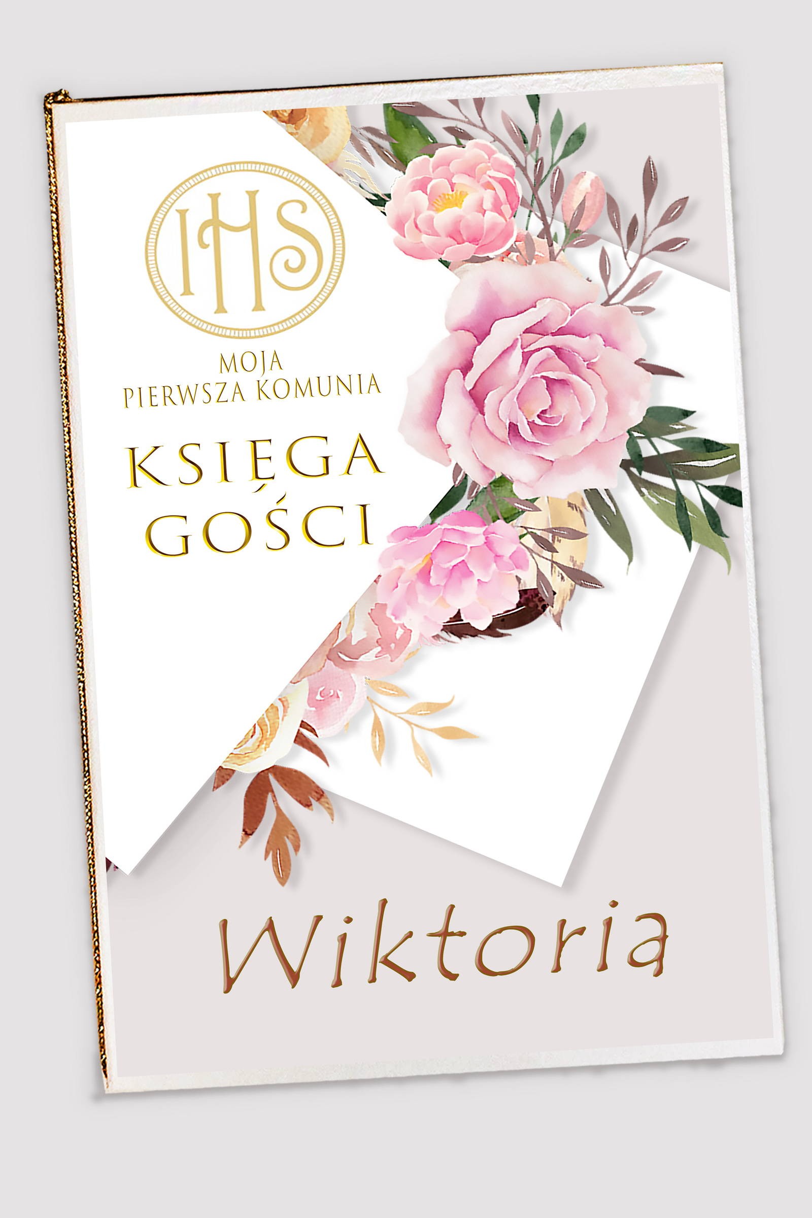 Personalized communion memorial book - Peony and rose Personalized communion memorial book - Peony and rose - obraz 0