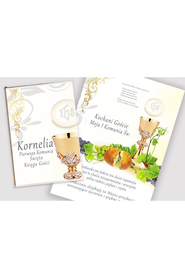 Personalized communion memorial book - Chalice Personalized communion memorial book - Chalice - obraz 1