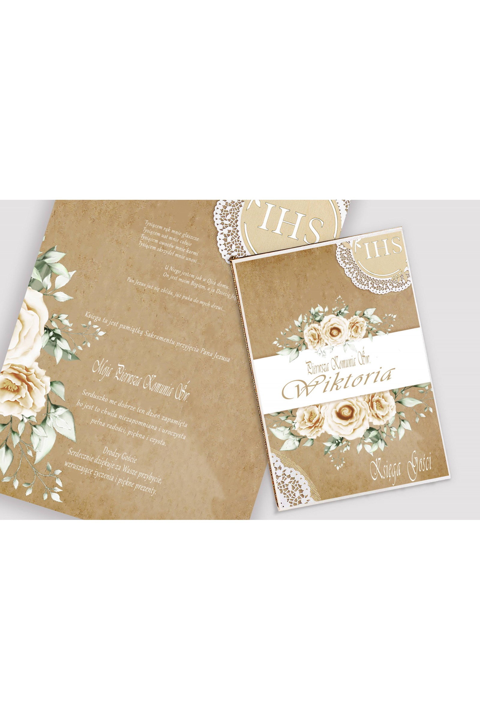 Personalized communion memorial book - Parchment beige - obraz 1