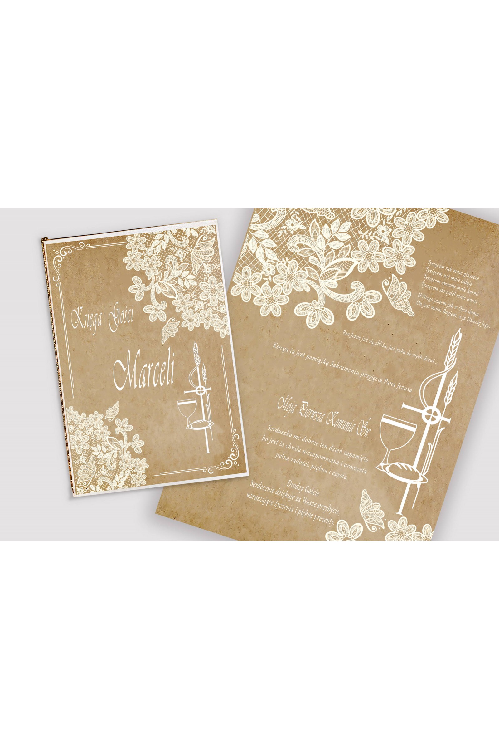 Personalized communion souvenir book - Parchment butterfly Personalized communion souvenir book - Parchment butterfly - obraz 1