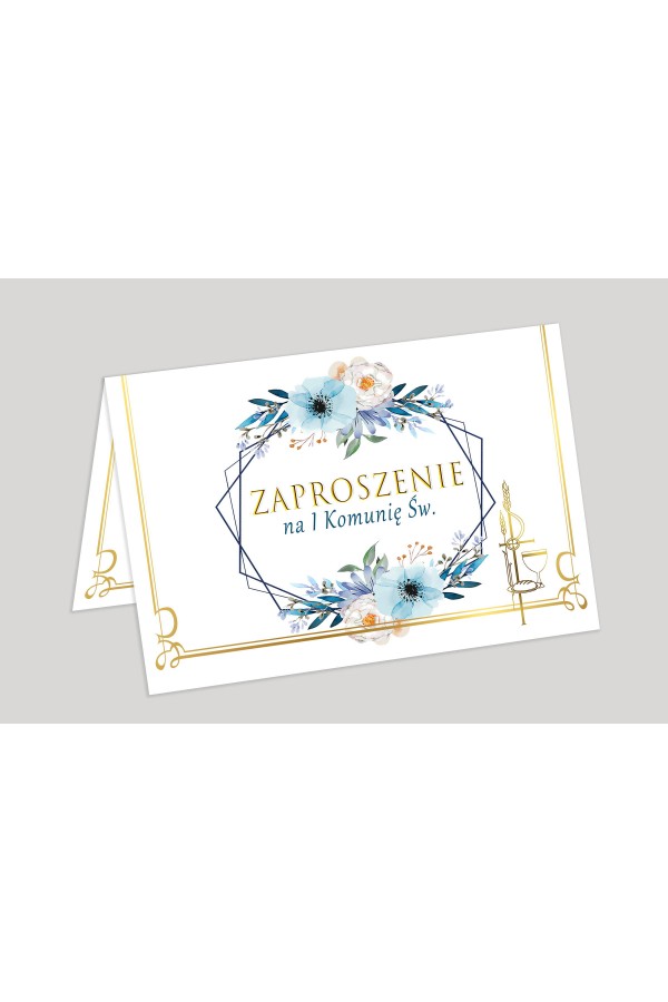 Personalized communion invitations from kits - Blue Watercolor Personalized communion invitations from kits - Blue Watercolor - obraz 1