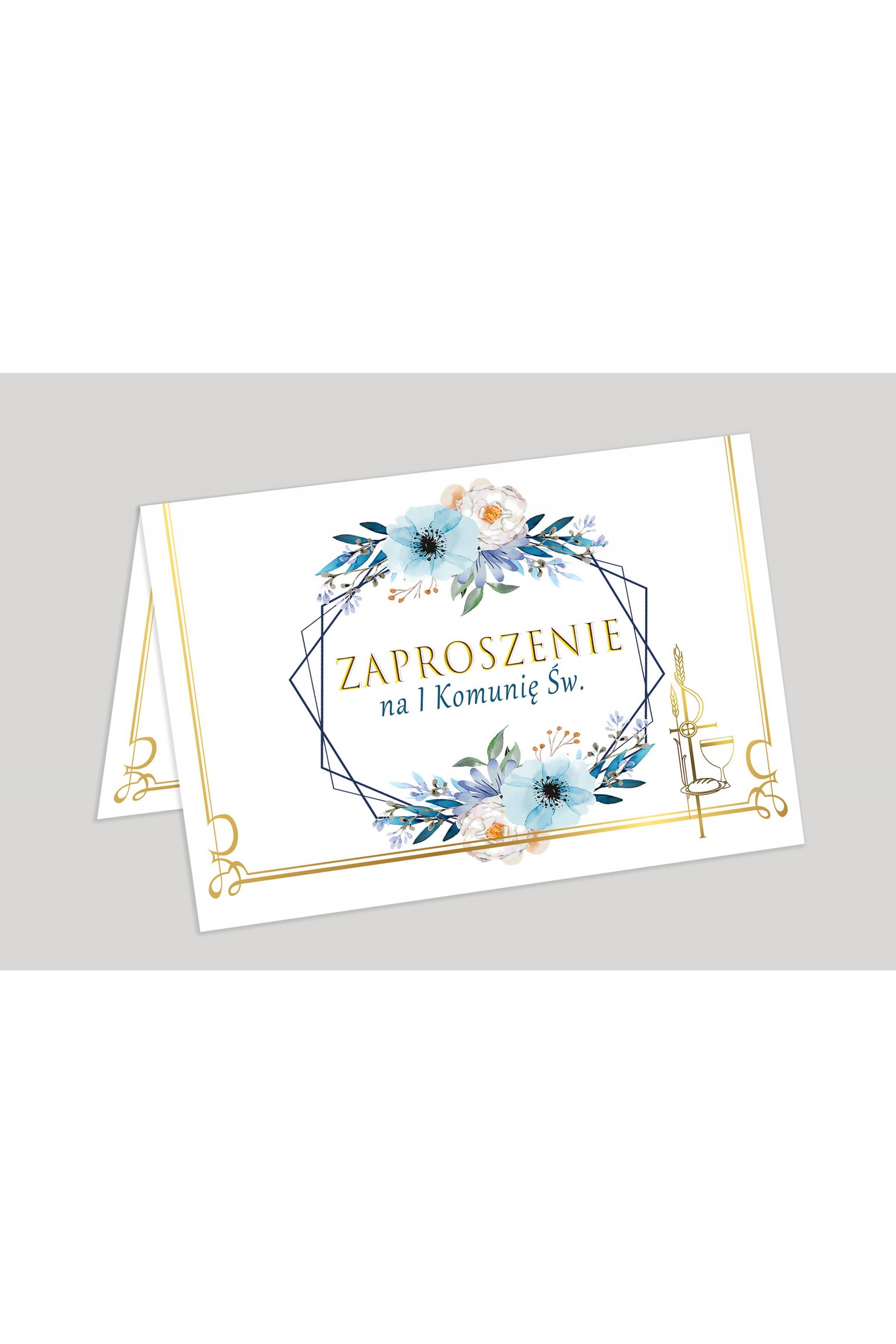 Personalized communion invitations from kits - Blue Watercolor Personalized communion invitations from kits - Blue Watercolor - obraz 1