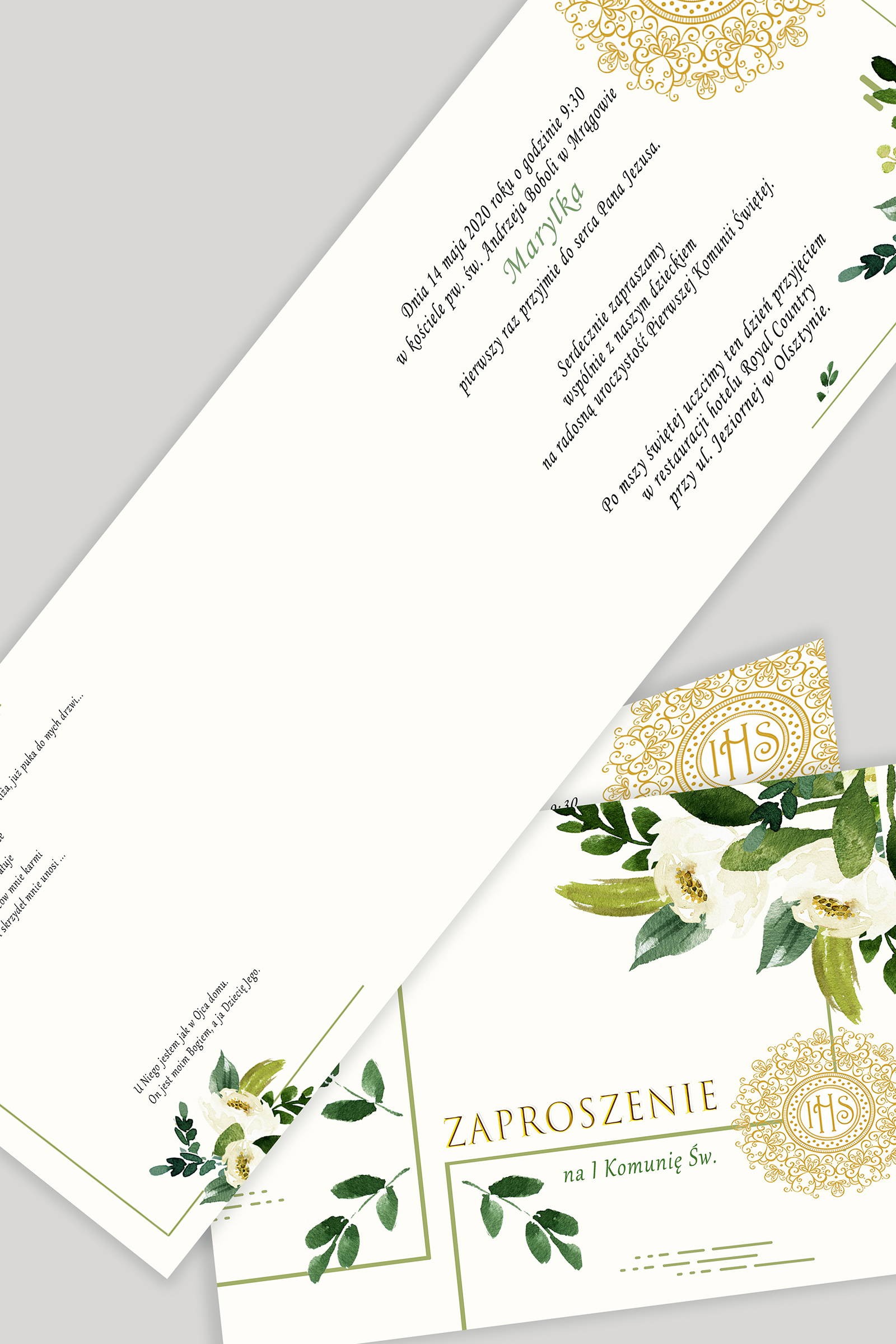 Personalized communion invitations from sets - White bouquet Personalized communion invitations from sets - White bouquet - obraz 0