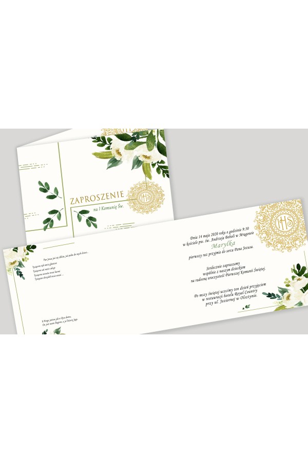 Personalized communion invitations from sets - White bouquet Personalized communion invitations from sets - White bouquet - obraz 2