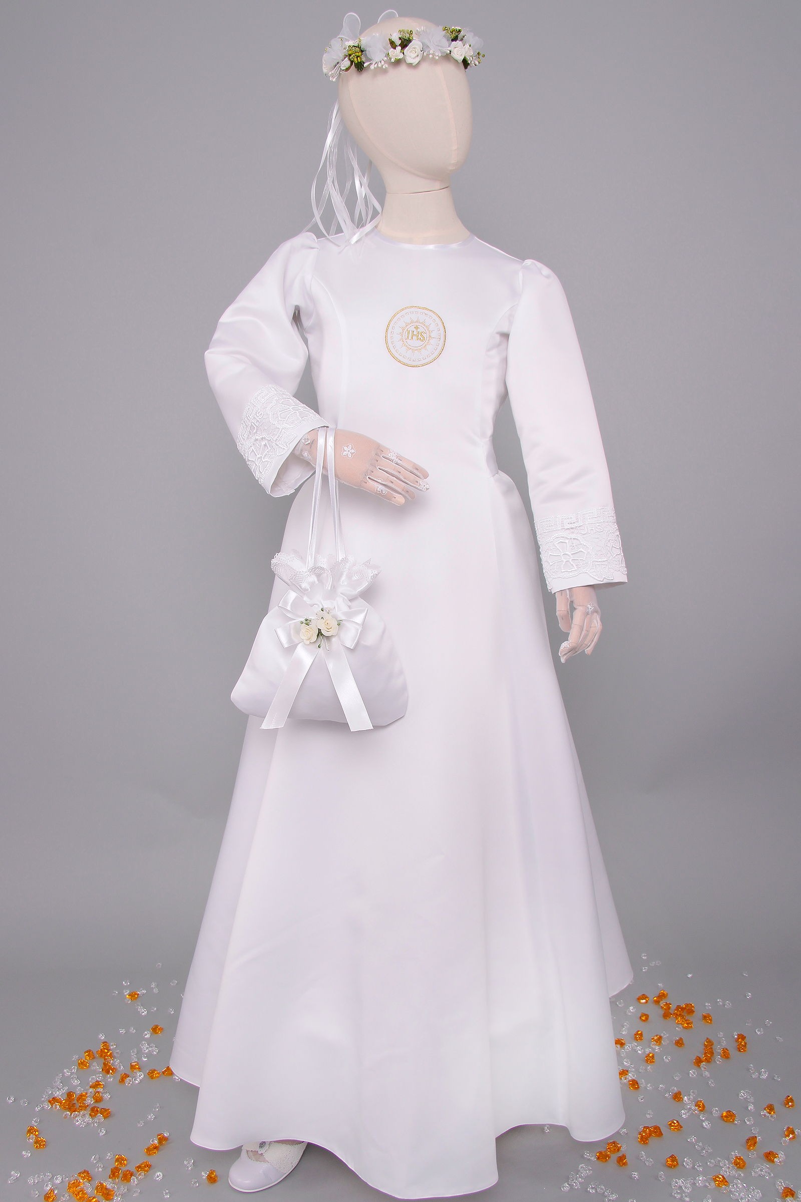 Satin communion dress 1/UK-ST - obraz 7