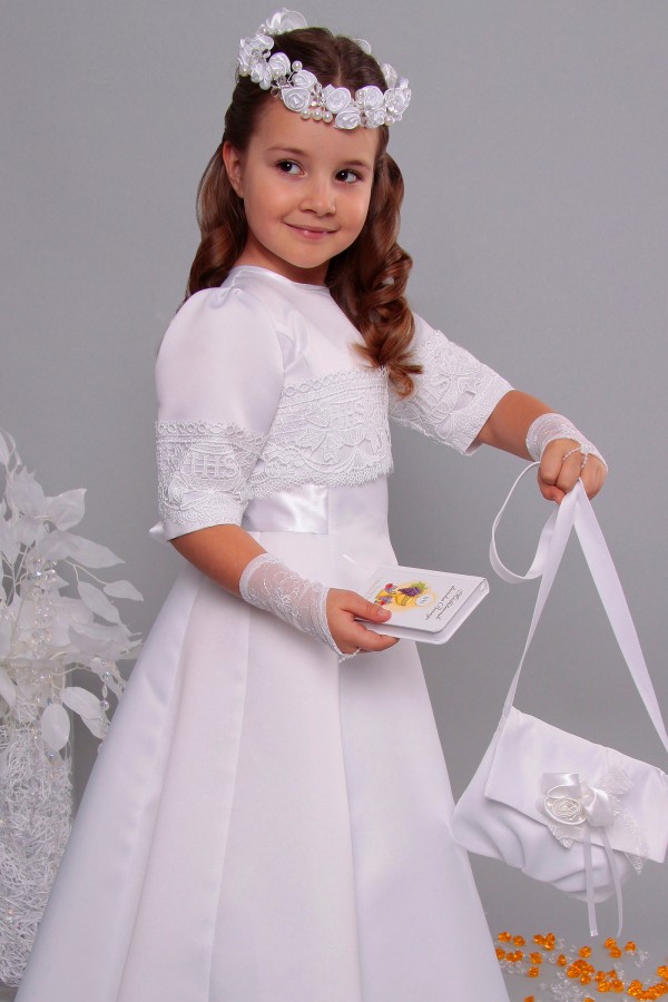 Satin communion dress 2/UK-ST - obraz 5