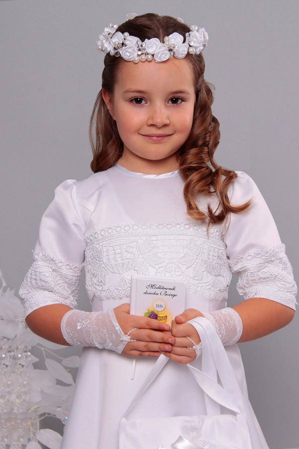 Satin communion dress 2/UK-ST - obraz 1