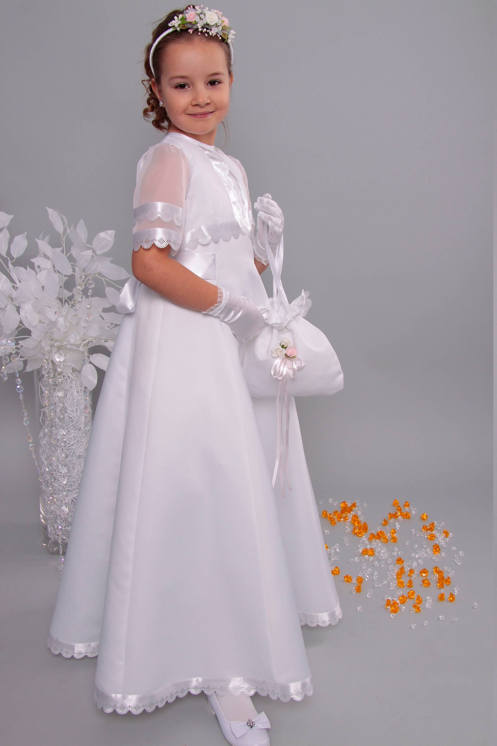 Satin communion dress 4/UK-ST - obraz 0