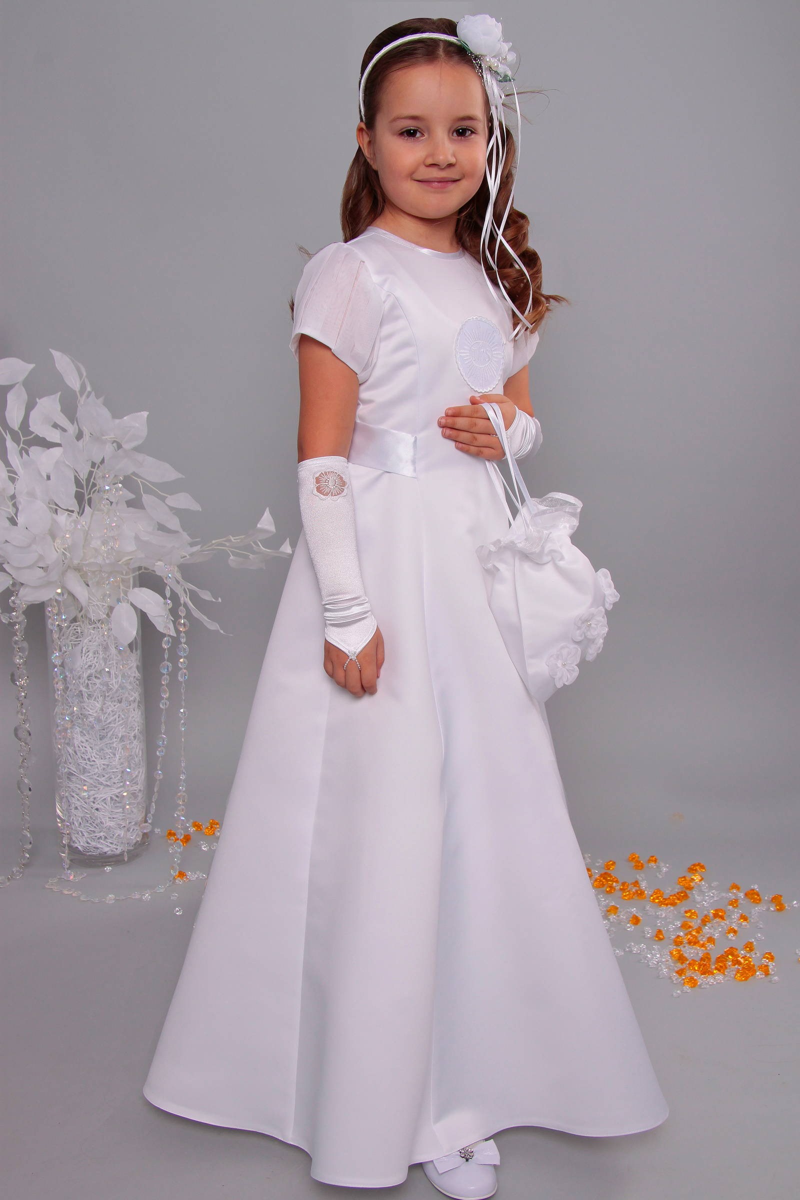 Satin communion dress 6a/UK-ST - obraz 0