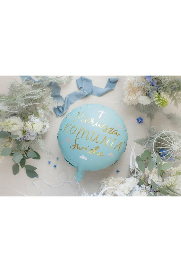 Communion balloon blue gold letters - obraz 3