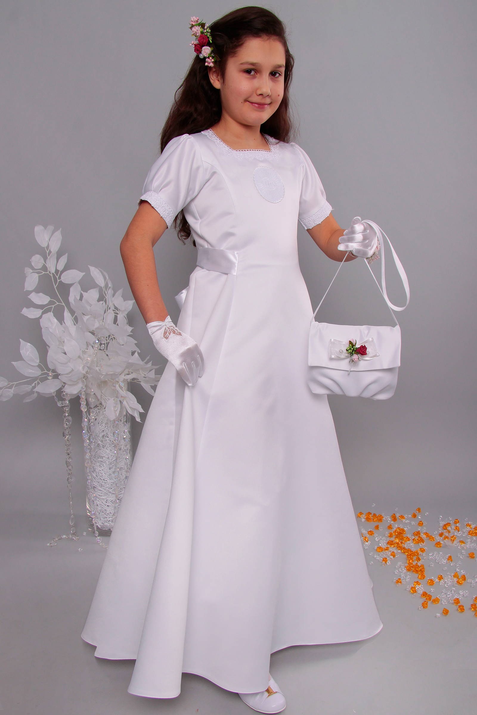 Satin communion dress 9/UK-ST - obraz 0