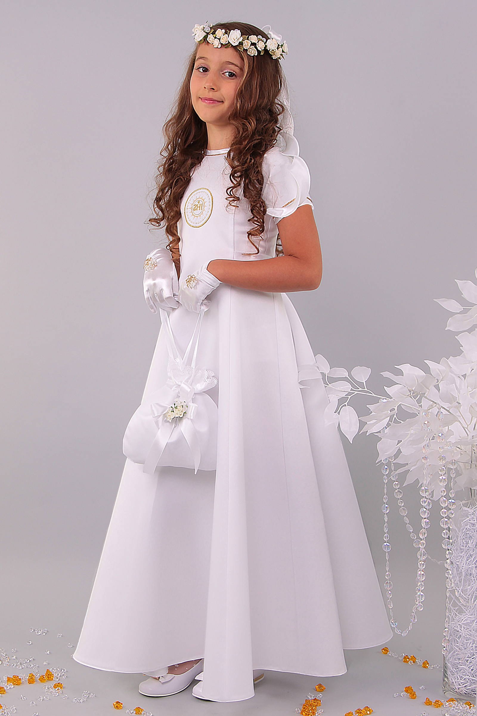 Satin communion dress 8/UK-ST - obraz 0