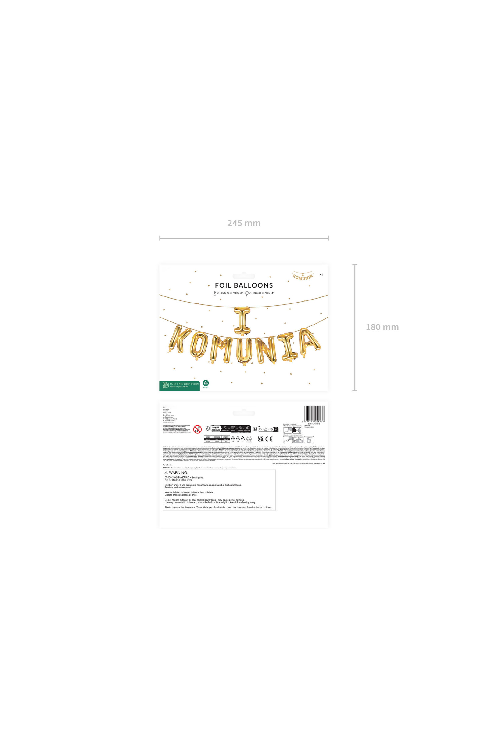 Balloon gold inscription - First Communion Balloon gold inscription - First Communion - obraz 3