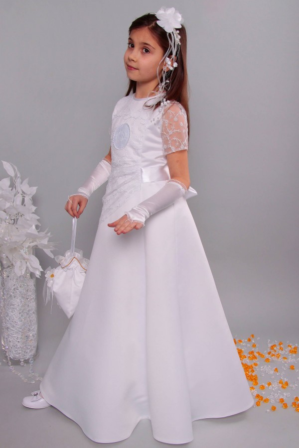 Satin communion dress 12/UK-ST - obraz 2