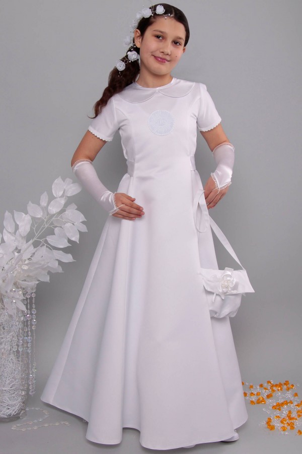 Satin communion dress 13/UK-ST - obraz 2