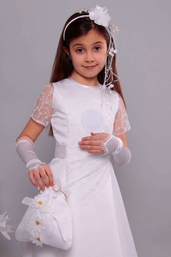 Satin communion dress 12/UK-ST - obraz 1