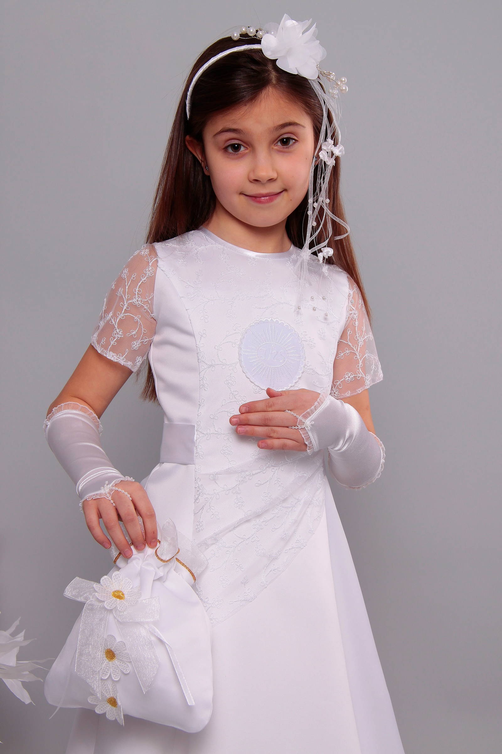 Satin communion dress 12/UK-ST - obraz 1