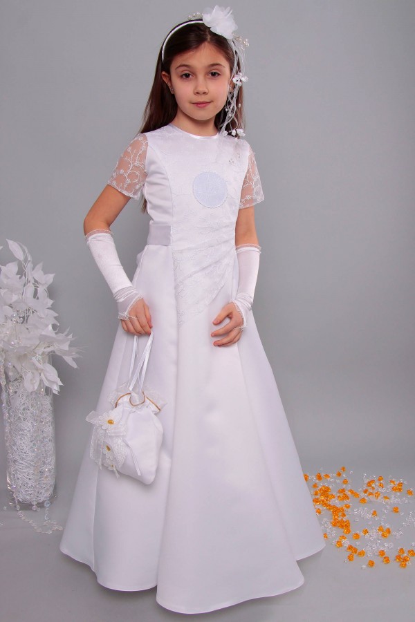 Satin communion dress 12/UK-ST - obraz 3