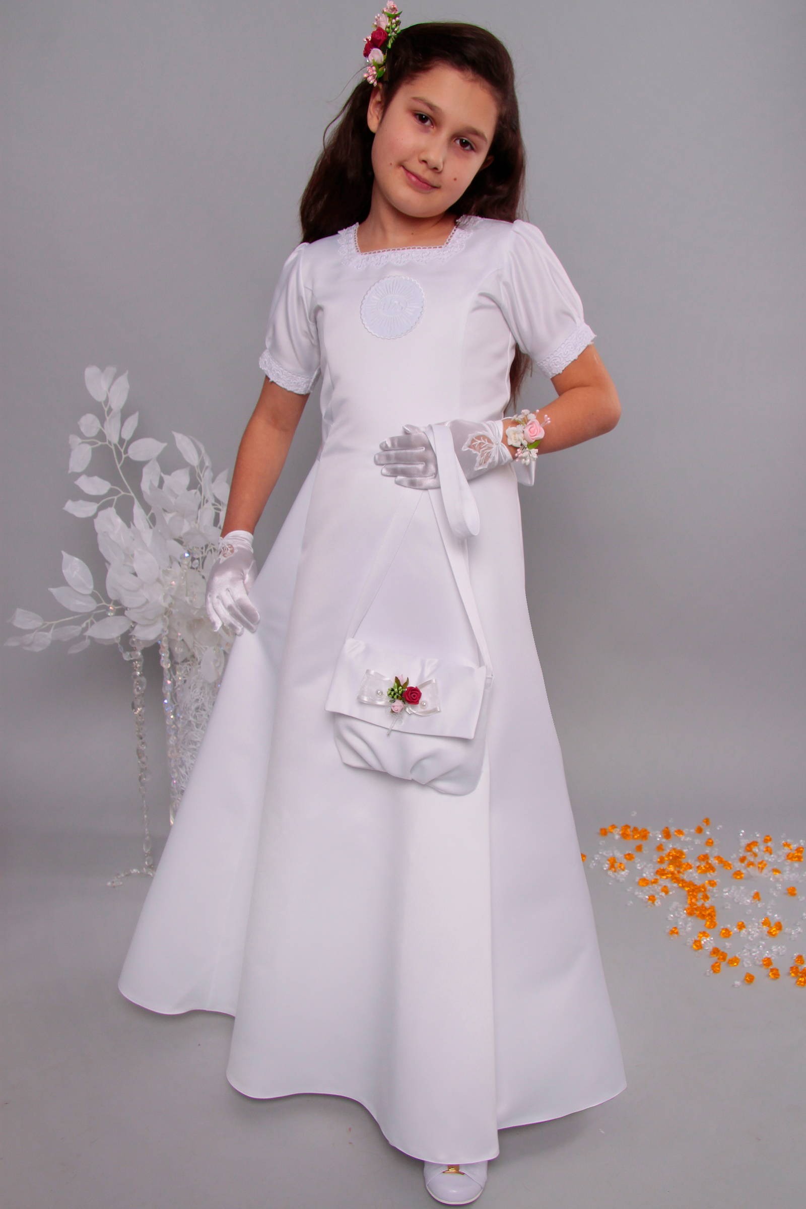 Satin communion dress 9/UK-ST - obraz 3