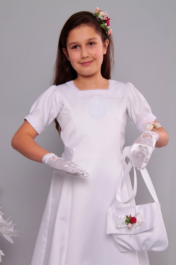 Satin communion dress 9/UK-ST - obraz 4