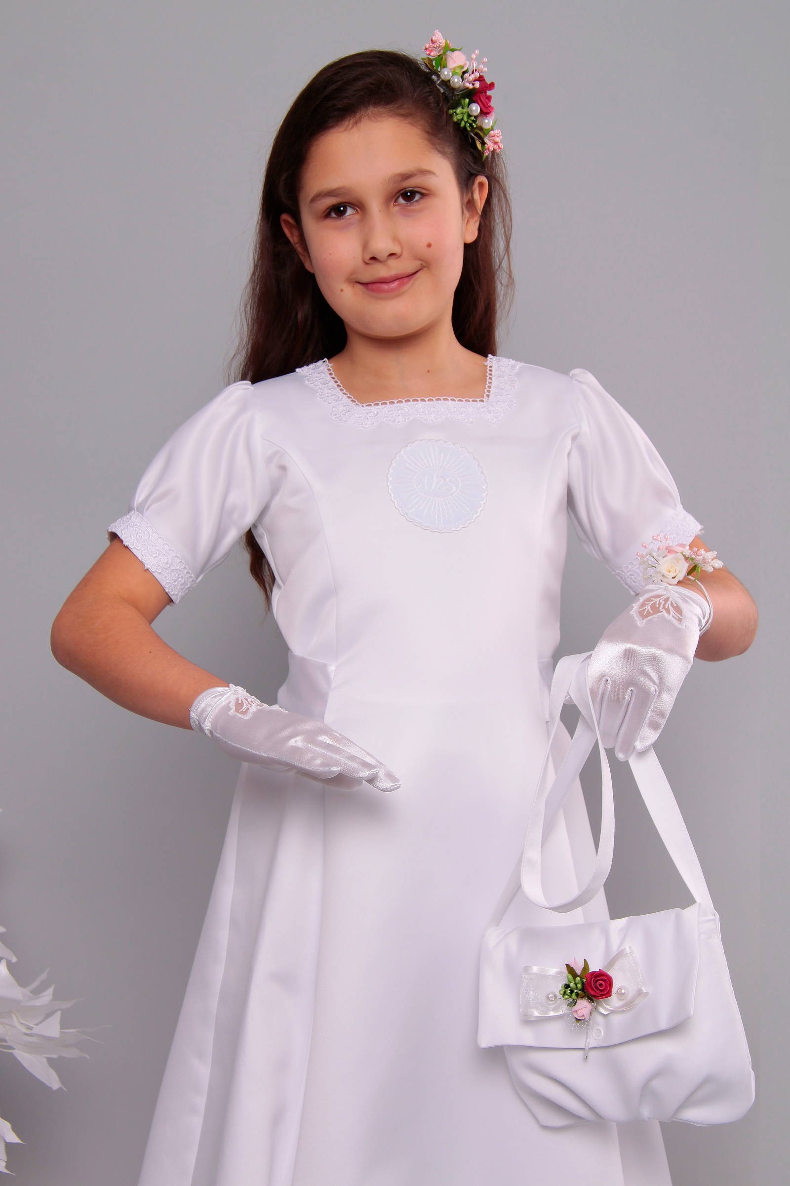 Satin communion dress 9/UK-ST - obraz 4