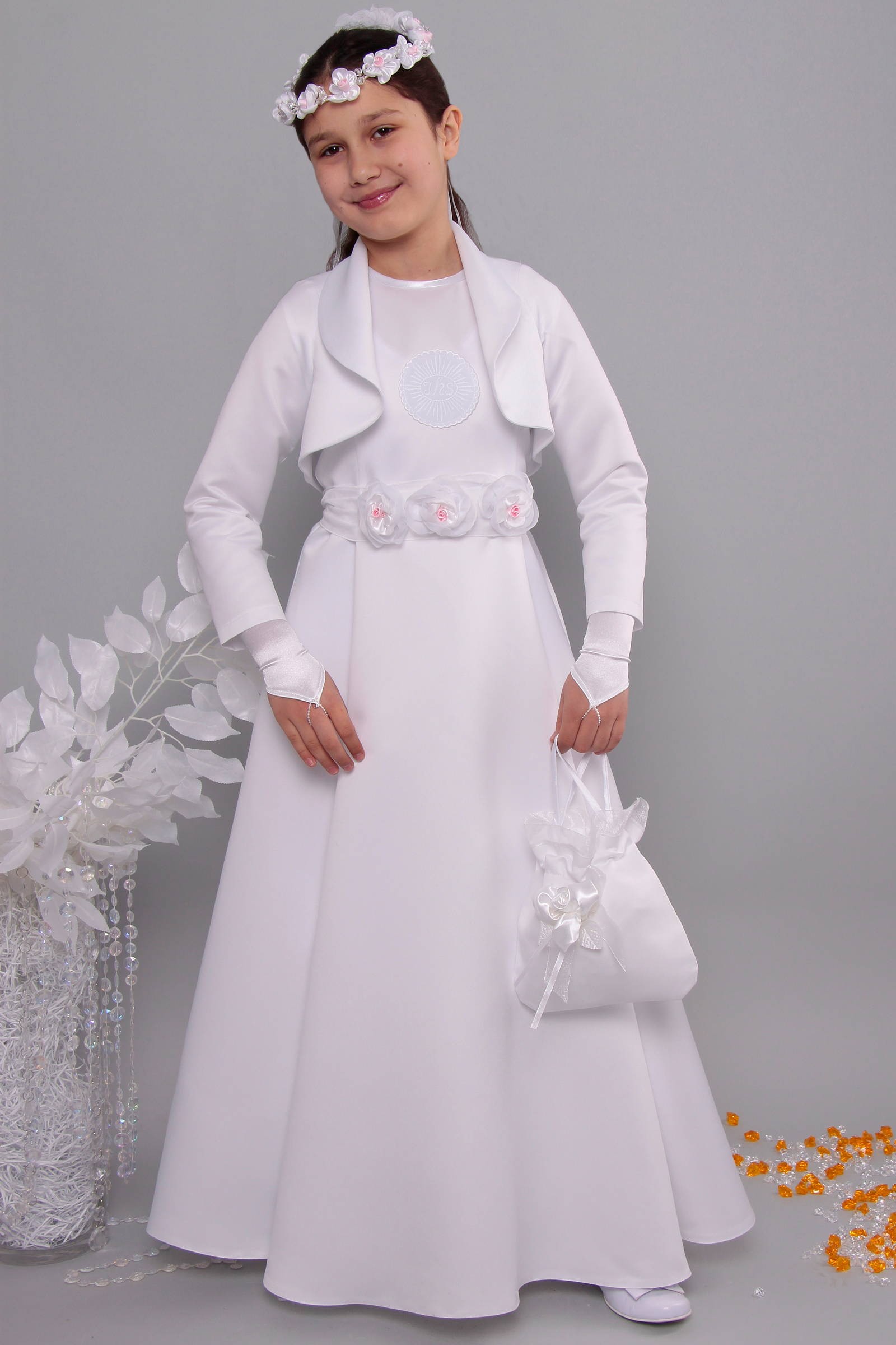 Satin communion dress 17/UK-ST - obraz 0
